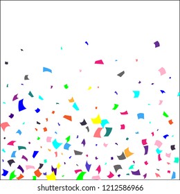 Confetti. Colorful confetti on white background. Holiday festive background. Suitable for postcard background, banner, poster, cover design.Vector.