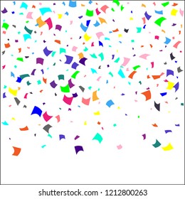 Confetti. Colorful confetti on white background. Holiday festive background. Suitable for postcard background, banner, poster, cover design.Vector.