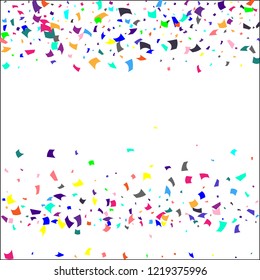 Confetti. Colorful confetti on white background. Holiday festive background. Suitable for postcard background, banner, poster, cover design.Vector.