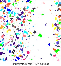 Confetti. Colorful confetti on white background. Holiday festive background. Suitable for postcard background, banner, poster, cover design.Vector.