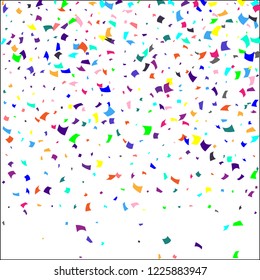 Confetti. Colorful confetti on white background. Holiday festive background. Suitable for postcard background, banner, poster, cover design.Vector.