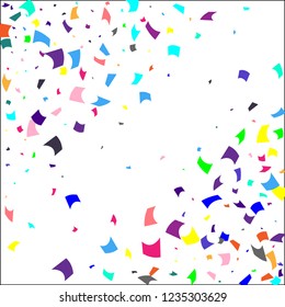 Confetti. Colorful confetti on white background. Holiday festive background. Suitable for postcard background, banner, poster, cover design.Vector.