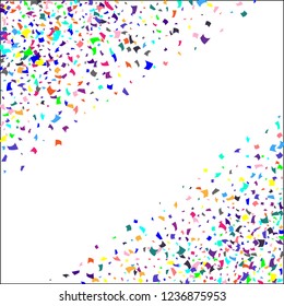Confetti. Colorful confetti on white background. Holiday festive background. Suitable for postcard background, banner, poster, cover design.Vector.