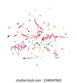 Confetti. Colorful confetti on white background. Festive festive background. Suitable for postcard background, banner, poster, cover design.