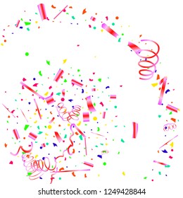 Confetti. Colorful confetti on white background. Festive festive background. Suitable for postcard background, banner, poster, cover design.