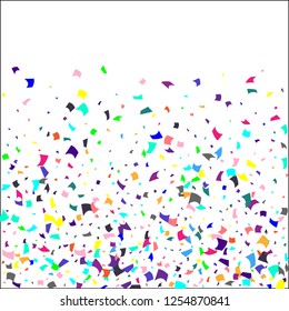 Confetti. Colorful confetti on white background. Holiday festive background. Suitable for postcard background, banner, poster, cover design.Vector.