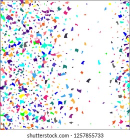 Confetti. Colorful confetti on white background. Holiday festive background. Suitable for postcard background, banner, poster, cover design.Vector.