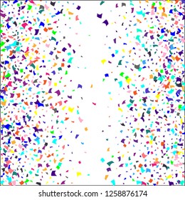 Confetti. Colorful confetti on white background. Holiday festive background. Suitable for postcard background, banner, poster, cover design.Vector.