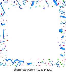 Confetti. Colorful confetti on white background. Festive festive background. Suitable for postcard background, banner, poster, cover design.