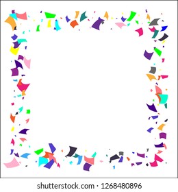 Confetti. Colorful confetti on white background. Holiday festive background. Suitable for postcard background, banner, poster, cover design.Vector.