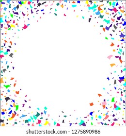 Confetti. Colorful confetti on white background. Holiday festive background. Suitable for postcard background, banner, poster, cover design.Vector.