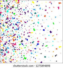 Confetti. Colorful confetti on white background. Holiday festive background. Suitable for postcard background, banner, poster, cover design.Vector.