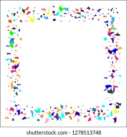 Confetti. Colorful confetti on white background. Holiday festive background. Suitable for postcard background, banner, poster, cover design.Vector.