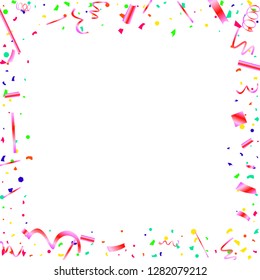 Confetti. Colorful confetti on white background. Festive festive background. Suitable for postcard background, banner, poster, cover design.