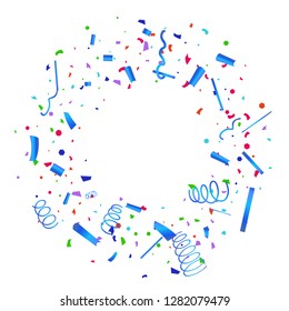 Confetti. Colorful confetti on white background. Festive festive background. Suitable for postcard background, banner, poster, cover design.