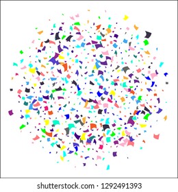 Confetti. Colorful confetti on white background. Holiday festive background. Suitable for postcard background, banner, poster, cover design.Vector.