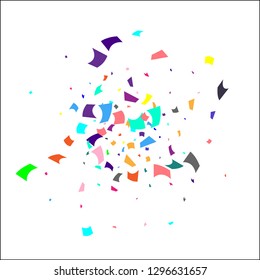 Confetti. Colorful confetti on white background. Holiday festive background. Suitable for postcard background, banner, poster, cover design.Vector.