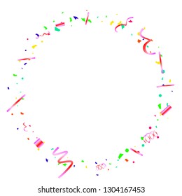 Confetti. Colorful confetti on white background. Festive festive background. Suitable for postcard background, banner, poster, cover design.