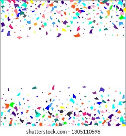 Confetti. Colorful confetti on white background. Holiday festive background. Suitable for postcard background, banner, poster, cover design.Vector.