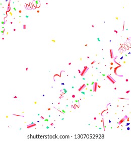 Confetti. Colorful confetti on white background. Festive festive background. Suitable for postcard background, banner, poster, cover design.