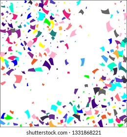 Confetti. Colorful confetti on white background. Holiday festive background. Suitable for postcard background, banner, poster, cover design.Vector.