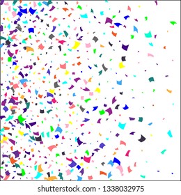 Confetti. Colorful confetti on white background. Holiday festive background. Suitable for postcard background, banner, poster, cover design.Vector.
