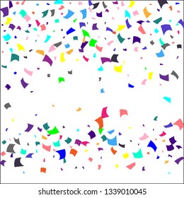 Confetti. Colorful confetti on white background. Holiday festive background. Suitable for postcard background, banner, poster, cover design.Vector.
