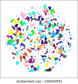Confetti. Colorful confetti on white background. Holiday festive background. Suitable for postcard background, banner, poster, cover design.Vector.
