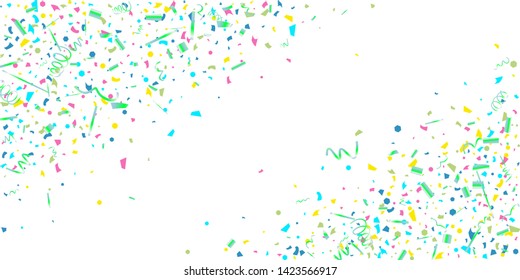 Confetti. Colorful confetti on white background. Festive festive background. Suitable for postcard background, banner, poster, cover design.