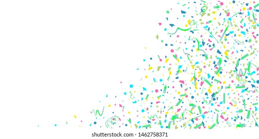 Confetti. Colorful confetti on white background. Festive festive background. Suitable for postcard background, banner, poster, cover design.
