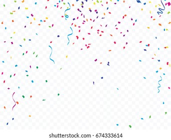 confetti and Colorful ribbons. Vector illustration. concept Celebration background. template with isolated.