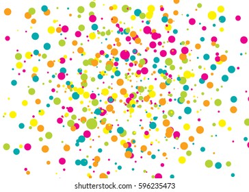 Confetti colourful background. Dot pattern. Vector illustration. Abstract bright colored dotted circles. Falling color dots. Eps10.