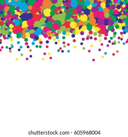 Confetti colourful background. Dot pattern. Vector illustration. Abstract bright colored dotted circles. Falling color dots. Eps10.