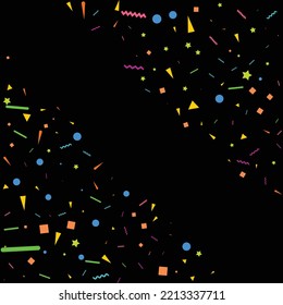 confetti concept design template holiday Happy Day. Black Background Celebration Vector illustration.
