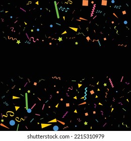 confetti concept design template holiday Happy Day. Black Background Celebration Vector illustration.