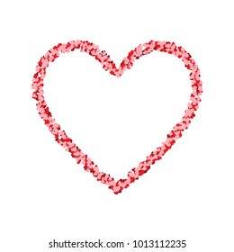 Confetti cover. Frame, heart shape with hearts.