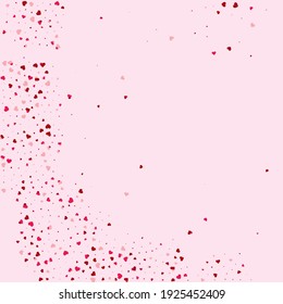 Diseño de Confetti. Cae el Corazón Rojo. Cumpleaños de la Decoración. Diseño de vectores. Textura de San Valentín. Regalo de amor. Fiesta de bodas. Imprimir tarjeta. Fotograma romántico.