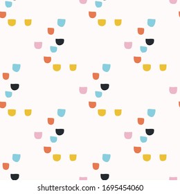 Confetti forma un patrón de fondo vectorial sin fisuras. Textura de estilo macizo con papel estilizado. La moderna muestra de decoración de estilo retro de los años 50. Decorativo de color plano y brillante, todo repleto de impresión
