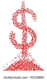 Confetti dollar symbol on isolated white background. Vector-Illustration
