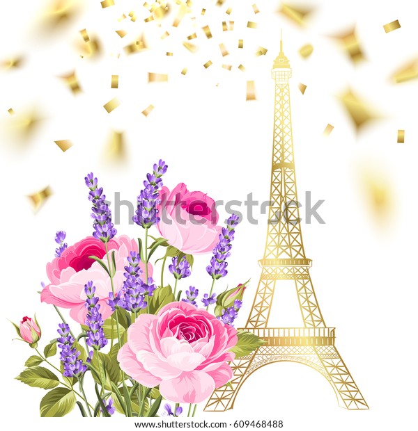 Confetti Eiffel Tower Eiffel Tower Falling Stock Vector (Royalty Free ...