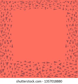 Confetti elements on coral background. Abstract vector festive frame for any holiday, birthday and children's party, wedding invitation, carnival, card, web site banner. 