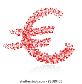 Confetti euro symbol on isolated white background. Vector-Illustration