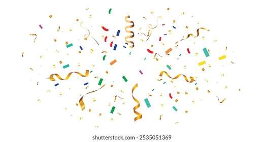 Confetti explosion celebration free Vector illustration. Confetti burst isolated. Bright color flying confetti