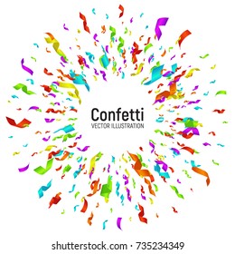 Confetti explosion isolated on a white background. Vector template for your holiday, party, festival, birthday.