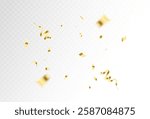 Confetti explosion on transparent background. Pieces of shiny gold paper flying and spreading. black color.  vector illustration,eps 10