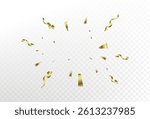 Confetti explosion on transparent background. Pieces of shiny gold paper flying and spreading. black color. vector illustration,Vector EPS 10.