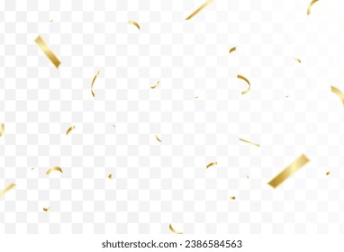 Confetti explosion on transparent background. Shiny golden paper pieces that fly and spread. soft and simple. vector