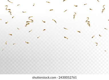 Confetti explosion on transparent background. Shiny golden.Flying, paper cut. Vector,eps 10