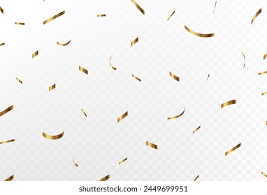 Confetti explosion on transparent background. Shiny golden paper cuts that fly and spread. lots and super bright. Small and big , vector eps 10