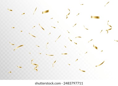 Confetti explosion on transparent background. Shiny golden paper cuts that fly and spread. lots and super bright.vector eps 10